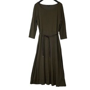 Talbots Olive Green Midi Dress with Belt